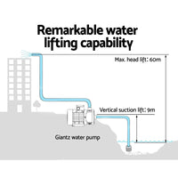 Thumbnail for Giantz Multi Stage Water Pump Pressure Rain Tank Garden Farm House Irrigation 2000W Yellow Controller