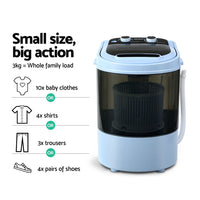 Thumbnail for Devanti 3KG Mini Portable Washing Machine Shoes Wash Top Load Spin Camp Caravan