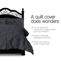 Thumbnail for Giselle Quilt Cover Set Diamond Pinch Black - Super King