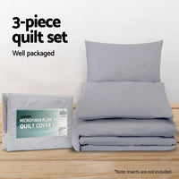 Thumbnail for Giselle Quilt Cover Set Classic Grey - Queen