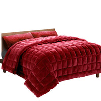 Thumbnail for Giselle Bedding Faux Mink Quilt King Size Burgundy