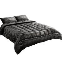 Thumbnail for Giselle Bedding Faux Mink Quilt King Size Charcoal