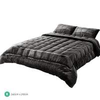 Thumbnail for Giselle Bedding Faux Mink Quilt King Size Charcoal