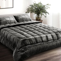 Thumbnail for Giselle Bedding Faux Mink Quilt King Size Charcoal