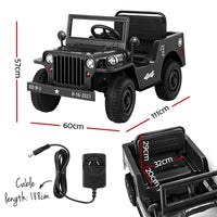 Thumbnail for Rigo Kids Ride On Car Off Road Military Toy Cars 12V Black