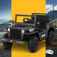 Thumbnail for Rigo Kids Ride On Car Off Road Military Toy Cars 12V Black