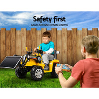 Thumbnail for Rigo Kids Ride On Bulldozer Digger Electric Car Yellow