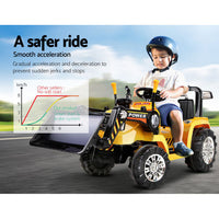 Thumbnail for Rigo Kids Ride On Bulldozer Digger Electric Car Yellow