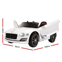 Thumbnail for Bentley Kids Ride On Car Licensed Electric Toys 12V Battery Remote Cars White