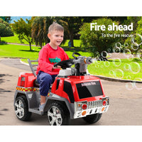 Thumbnail for Rigo Kids Ride On Fire Truck Motorbike Motorcycle Car Red Grey