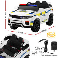 Thumbnail for Rigo Kids Ride On Car Electric Patrol Police Toy Cars Remote Control 12V White