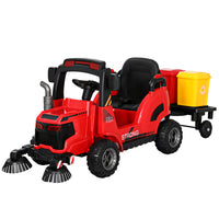 Thumbnail for Rigo Kids Ride On Car Street Sweeper Truck w/Rotating Brushes Garbage Cans Red