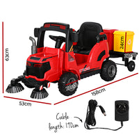 Thumbnail for Rigo Kids Ride On Car Street Sweeper Truck w/Rotating Brushes Garbage Cans Red