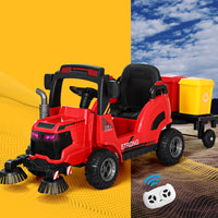 Thumbnail for Rigo Kids Ride On Car Street Sweeper Truck w/Rotating Brushes Garbage Cans Red