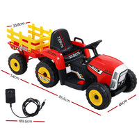 Thumbnail for Rigo Ride On Car Tractor Trailer Toy Kids Electric Cars 12V Battery Red