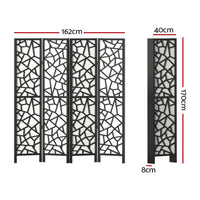 Thumbnail for Artiss 4 Panel Room Divider Screen 162x170cm Clover Black