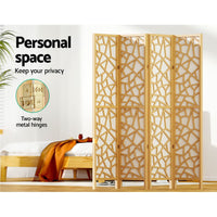 Thumbnail for Artiss 4 Panel Room Divider Screen 162x170cm Clover Natural