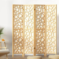 Thumbnail for Artiss 4 Panel Room Divider Screen 162x170cm Clover Natural