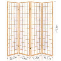 Thumbnail for Artiss 4 Panel Room Divider Screen 174x179cm Natural