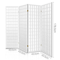 Thumbnail for Artiss 4 Panel Room Divider Screen 174x179cm White