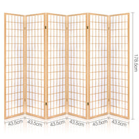 Thumbnail for Artiss 6 Panel Room Divider Screen 261x179cm Natural