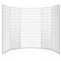 Thumbnail for Artiss Room Divider Screen Wood Timber Dividers Fold Stand Wide White 6 Panel