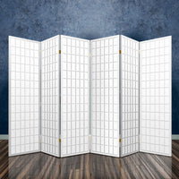 Thumbnail for Artiss Room Divider Screen Wood Timber Dividers Fold Stand Wide White 6 Panel