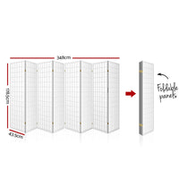 Thumbnail for Artiss Room Divider Screen Wood Timber Dividers Fold Stand Wide White 8 Panel