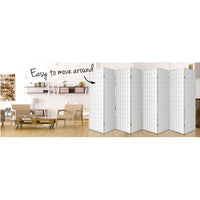 Thumbnail for Artiss Room Divider Screen Wood Timber Dividers Fold Stand Wide White 8 Panel