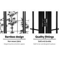 Thumbnail for Artiss 4 Panel Room Divider Screen 174x179cm Bamboo Black White