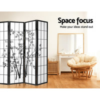 Thumbnail for Artiss 4 Panel Room Divider Screen 174x179cm Bamboo Black White