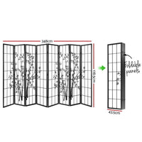 Thumbnail for Artiss 8 Panel Room Divider Screen 348x179cm Bamboo Black White