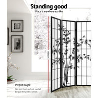 Thumbnail for Artiss 8 Panel Room Divider Screen 348x179cm Bamboo Black White