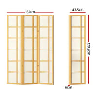 Thumbnail for Artiss 3 Panel Room Divider Screen 132x179cm Nova Natural