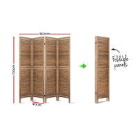 Thumbnail for Artiss Room Divider Privacy Screen Foldable Partition Stand 4 Panel Brown