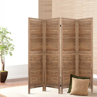 Thumbnail for Artiss Room Divider Privacy Screen Foldable Partition Stand 4 Panel Brown