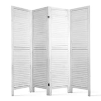 Thumbnail for Artiss 4 Panel Room Divider Screen 163x170cm Louver White