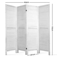 Thumbnail for Artiss 4 Panel Room Divider Screen 163x170cm Louver White