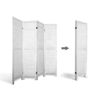 Thumbnail for Artiss 4 Panel Room Divider Screen 163x170cm Louver White