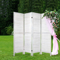 Thumbnail for Artiss 4 Panel Room Divider Screen 163x170cm Louver White