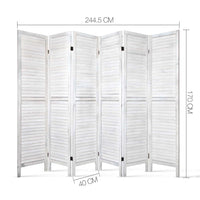 Thumbnail for Artiss 6 Panel Room Divider Screen 245x170cm Louver White