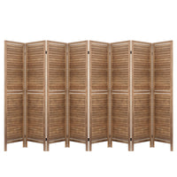 Thumbnail for Artiss Room Divider Screen 8 Panel Privacy Wood Dividers Stand Bed Timber Brown