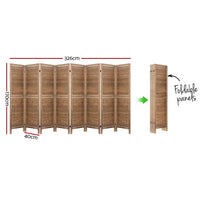 Thumbnail for Artiss Room Divider Screen 8 Panel Privacy Wood Dividers Stand Bed Timber Brown