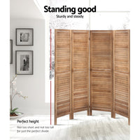 Thumbnail for Artiss Room Divider Screen 8 Panel Privacy Wood Dividers Stand Bed Timber Brown