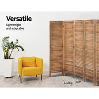 Thumbnail for Artiss Room Divider Screen 8 Panel Privacy Wood Dividers Stand Bed Timber Brown