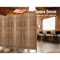 Thumbnail for Artiss Room Divider Screen 8 Panel Privacy Wood Dividers Stand Bed Timber Brown