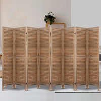 Thumbnail for Artiss Room Divider Screen 8 Panel Privacy Wood Dividers Stand Bed Timber Brown