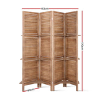 Thumbnail for Artiss Room Divider Privacy Screen Foldable Partition Stand 4 Panel Brown