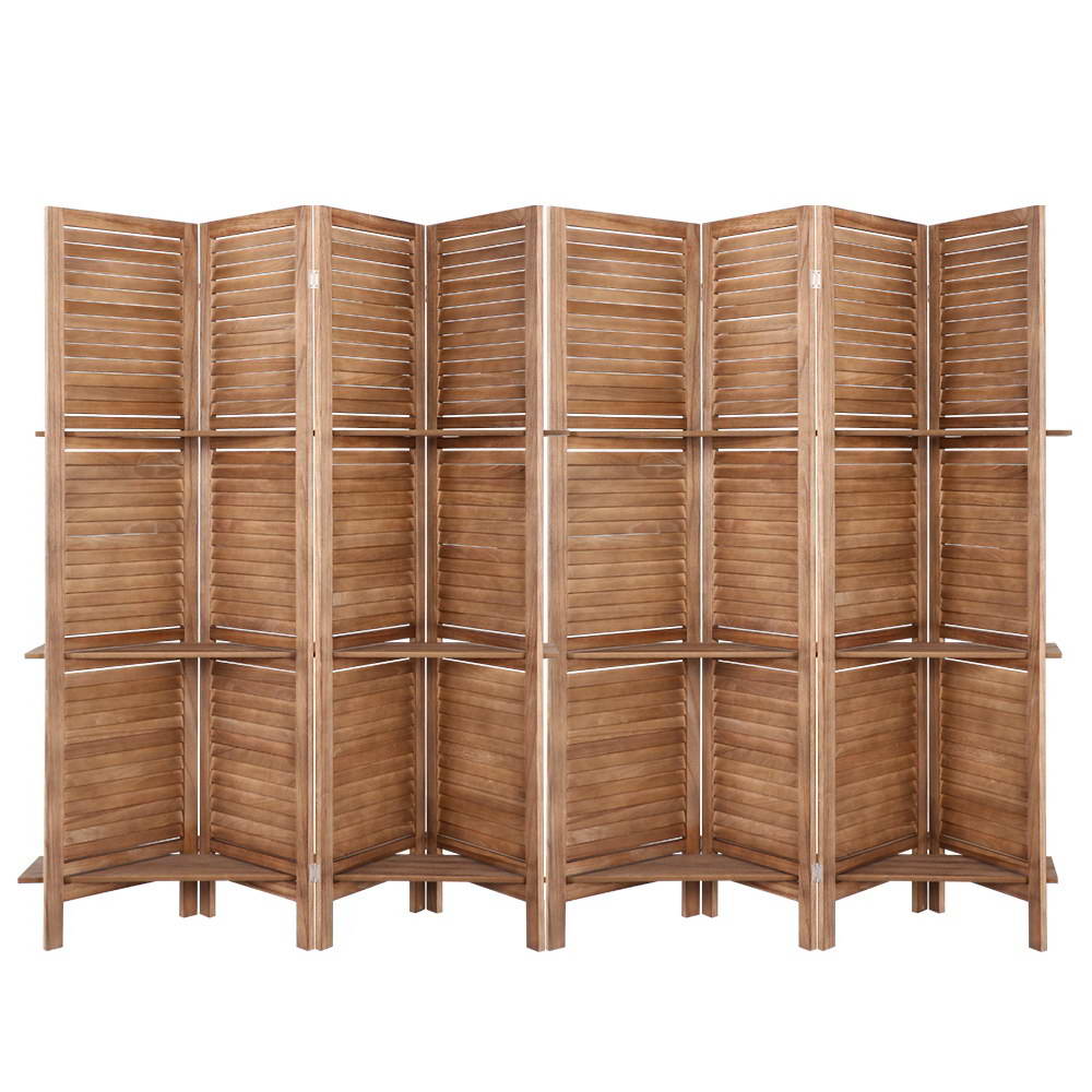 Artiss 8 Panel Room Divider Screen 326x170cm Shelf Oak