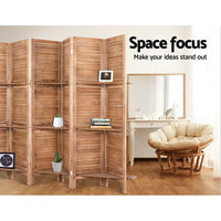 Thumbnail for Artiss 8 Panel Room Divider Screen 326x170cm Shelf Oak